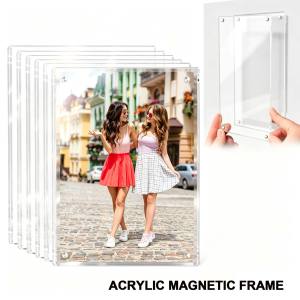 5Pcs 4x6in 0.4cm Double Sided Clear Acrylic Magnetic Photo Frame Frameless Picture Holder Desktop Fridge Family Card Decal
