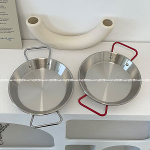 Soft Cotton Ruanm Korean Style Stainless Steel Frying Pan Ins Binaural Fried Chicken Plate Pasta Small Lobster Plate French Fries Baked Rice Plate