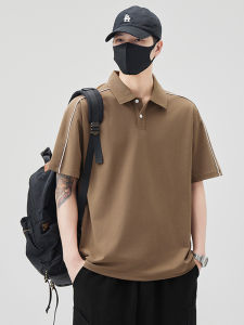 Summer 2025 Mens Loose Casual Polo Shirt T-Shirt American Collar Versatile Comfortable Cotton Short Sleeve Fashionable Urban Style