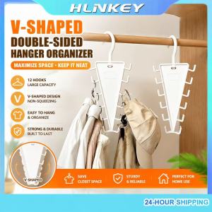 HLINKEY 3PCS New V-shaped Double-sided Hanger Organizer With 12 hooks The Ultimate Wardrobe Organiser Space-saving Storage Hooks For Home Or Student Accommodation