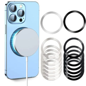 1/2/5 cái thép không gỉ phổ thông kim loại có nam châm tấm vòng cho MagSafe sạc không dây tấm sắt nhãn dán nam châm điện thoại trong xe ô tô chủ