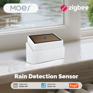 MOES | MOES Tuya ZigBee Smart Rain Detection Sensor Water Leakage Flood Detector Wireless IPX4 Waterproof Outdoor Use Battery Powered