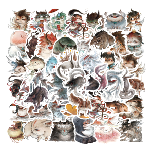 Transparent Cartoon Style Stickers 50 Pcs for DIY Phone Case Laptop Water Cup Power Bank Luggage Storage Box Desktop iPad