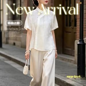 Traditional Chinese Style Short Sleeve Silk Shirt Summer Wear