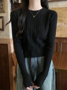 สลิมฟิต คอกลม เสื้อผ้าถัก แคชเมียร์ ผู้หญิง เสื้อชั้นใน Outlet Exclusive Work Clothing หลวม Version Heattech Long Sleeve