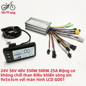 Bộ Điều Khiển Động Cơ Không Chổi Than 25A Cho Xe Đạp Điện Sóng Sin 24V 36V 48V 250W 350W Với Màn Hình LCD GD01 Phụ Kiện Xe Đạp Điện Gấp Xe Tay Ga Điện