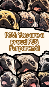 PUG DOG PEEKER STICKERS (WATEPROOF AND SCRATCH PROOF VINYL LAMINATED STICKER) FURPARENT GIFT IDEA