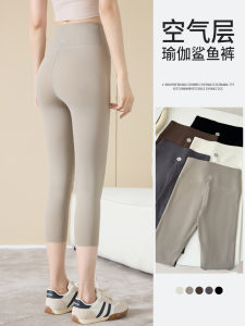 Ice Silk High Waist Yoga Pants Womens Summer Thin Sharkskin Tightening Butt Lifting Casual Leggings Nylon Spandex Blend