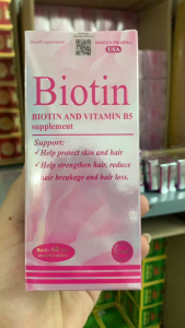 Viên uống BIOTIN CHAI 60V bổ sung biotin vitamin B5 giúp giảm rụng tóc bảo vệ da