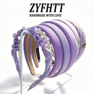 1/6Pcs ZYFHTT Purple Series Sponge Headband for Woman Elegant Versatile Wide Hair Band Fashion Girl Makeup Hair Hoop