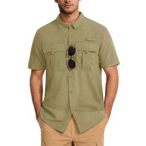 TACVASEN เสื้อเชิ้ตป้องกันแสงแดดแขนสั้นผู้ชาย UPF 50+ เสื้อยูวีตกปลาแห้งเร็วน้ําหนักเบาพร้อมกระเป๋าสําหรับผู้ชาย ​ ​