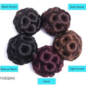 SHNGki Tổng hợp tóc Bun chín hoa nụ Tóc Giả Túi tóc clip cho phụ nữ ponytail Claw Clip sống động như thật hairpiece công cụ tạo kiểu