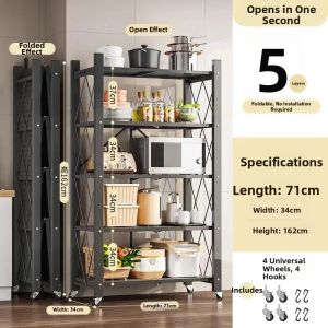 Foldable Freestanding Kitchen Storage Rack