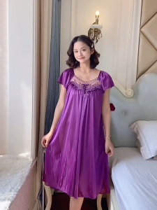 🔥 LUST MALL 🔥 Women Pyjamas Ice Silk Plus Size Nightdress With 10 Colour
