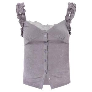 Feminine Short Lace Tank Top Purple