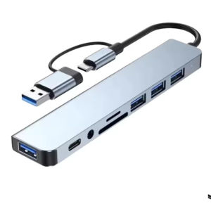 8 In 2 USB C Hub Expander Multiport Adapter Type C Splitter Dock USB 3 Port For Xiaomi Phone Tablet Fast Data Transfer Charging
