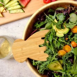 Handcrafted Wooden Salad Spoon Set - Natural Teak Stirring Utensil for Soup Mixing Non-Scratch & Eco-Friendly Kitchen Tool
