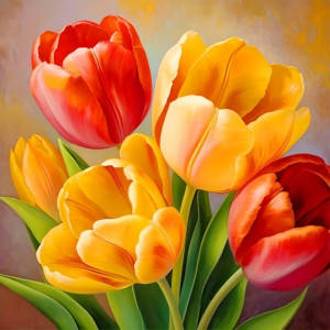Huacan DIY 5D Diamond Painting Flower Full Square Round Diamond Embroidery Tulip Mosaic Art Picture Rhinestone Gift Decoration