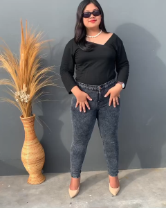 JSK Celana Panjang Wanita Skinny Highwaist Jeans Denim Kekinian Jumbo Bigsize Polos