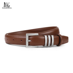LouisWill Fashion Womens Belts Soft Cowhide Belt Casual Elegant Needle Buckle Design Adjustable Girls Ladies Belt Fashion Long Straps Waistbands Dress Coat Alloy Buckle Decorations