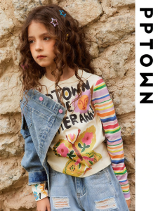 PPTOWN | Spring Striped Long Sleeve Slim Fit Childrens Top