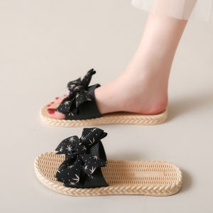 Dép Đi Biển Mùa Hè Mới 2025 Cho Nữ Chống Trượt Thắt Nút Bướm Đi Biển Thường Ngày Đế Bằng PVC Họa Tiết Hoa