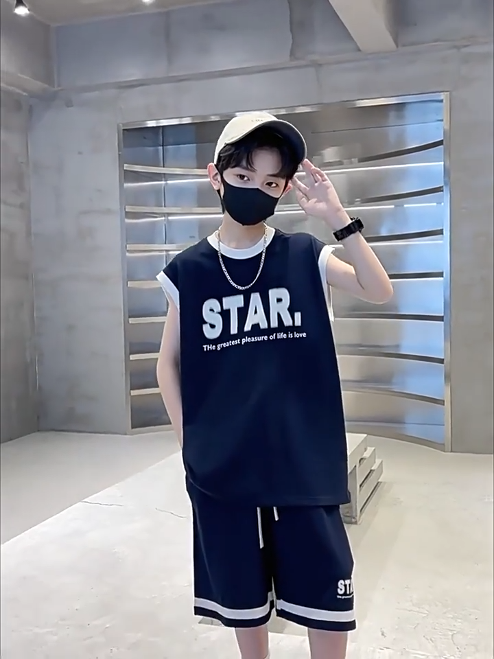 F-16 Kids Vest Sports Suit Korean Version Boys Basketball Suit Set Breathable Quick Drying Two-piece Set