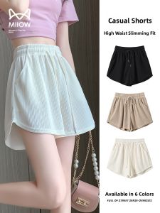 Miiow | White Wide Leg Short Pants Womens Casual High Waist Slimming Three-quarter Length Summer Fashionable Versatile Outdoor Wear