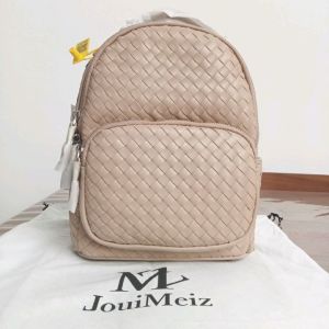 Tas Ransel Anyaman Brand MZ Bulat Warna Krem Untuk Wanita Remaja / Dewasa Kualitas Premium kd 85