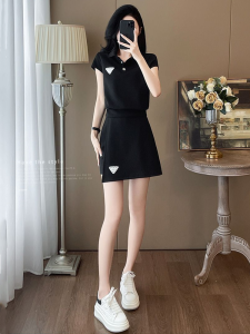 Summer Anti-Aging Korean Style Sportswear Set Short Sleeve Two-Piece Suit Miniature Shorts Skirt for Young Women 18-25 Years Old