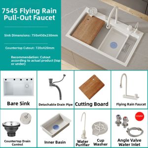 White Design Nano Coated Dishwashing Basin Stainless Steel