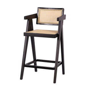 Bar Scandinavian Rattan Solid Wood Chair Backrest High Chair Island Taichung Ancient For Home Kitchen Front Bar Stool 75cm