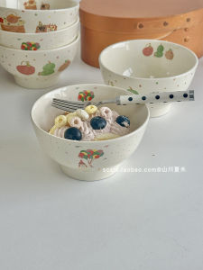 Bát Đựng Cơm Kiểu Hàn Quốc Dễ Thương Bằng Gốm Sứ Ins High Foot Bát Ăn Sáng Bát Đựng Sữa Chua Bát Đựng Cơm Bát Ăn Uống