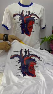 เสื้อยึดพิมพ์ลาย หัวใจ เท่ๆ เสื้อยึดคอกลม ผู้ชาย