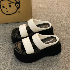 Thick Heel Sandals Womens Summer Outdoor Wear Korean Style Flat Sandals Beach Shoes for Short People Fashionable with Skirts