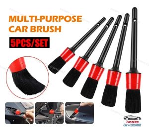 5pcs Car Detailing Soft Brush Wheel Leather Air Ven Cleaning Tool