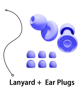 HUAK Reusable Ear Plugs with Silicone Lanyard Flexible Silicone Hearing Protection for Sleep Focus Work
