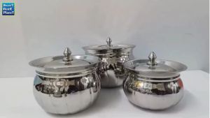 Stainless Steel Handi Set with Lid Serving Pot Laser Finished 750ml 1200ml 1700ml Briyani Curry Serving Pot