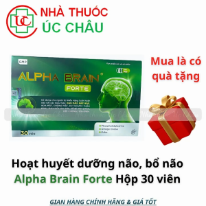 Chính Hãng – Viên Uống Alpha Brain Forte Giúp Tăng Cường Tuần Hoàn Máu Não Giảm Đau Đầu Chóng Mặt Mất Ngủ – Hộp 30 Viên