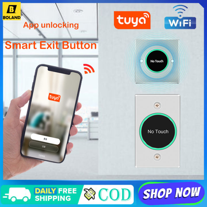 Boland WIFI Smart Exit Button Contactless Release Button Door Access Control System Switch Tuya SmartLife App Remote Control