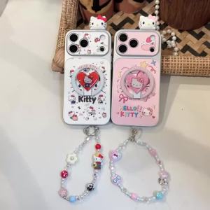 Sanrio | Ốp Điện Thoại Hello Kitty Hoạt Hình Dễ Thương Phong Cách Y2K Dành Cho iPhone 17 Pro Max 16 Pro Max 15 14 Pro Max Có Chức Năng Chân Đế - Vỏ Nhựa
