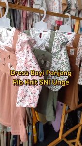 Dress Bayi Anak Tangan Panjang RIB KNIT SNI Unge 3-12 Bulan ZDS08