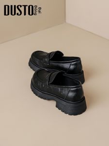 DUSTO | Thick Sole Loafer Womens Shoes Black British Style Autumn Commuter Versatile