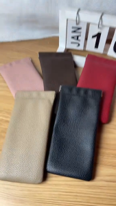 Automatic closing genuine leather glasses bag large capacity glasses bag sunglasses storage bag soft