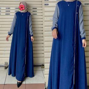 Bajuku Tren Abaya Polos Kombinasi Kaftan Mewah Dress Panjang Wanita Muslim Gamis Lebaran Terbaru syari Baju Gamis Jumbo