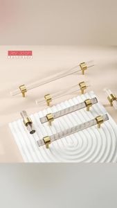 Brass Acrylic Strip Cabinet Handle Modern malist Gold Transparent Drawer Handle Light Luxury Wardrobe Furniture Door Handle