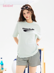 Gbiaior | Casual Loose Round Neck T-Shirt Green Print