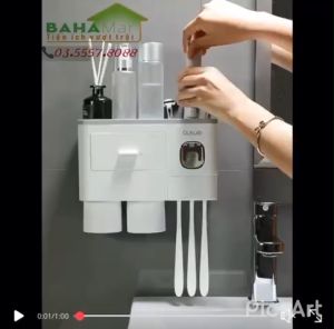 GIÁ ĐỂ TREO BÀN CHẢI NHẢ THUỐC ĐÁNH RĂNG TỰ ĐỘNG - 2 CỐC TREO NAM CHÂM NGƯỢC  "BAHAMAR"