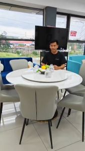 F&F : Logan marble dining table /meja makan /round table/dining table set