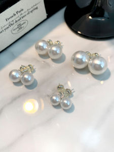 S925 Pure Silver Pearl Stud Earrings Womens Fashion Jewelry Fresh Outburst Korean Style Geometric Pattern Gold Plated Gemstone